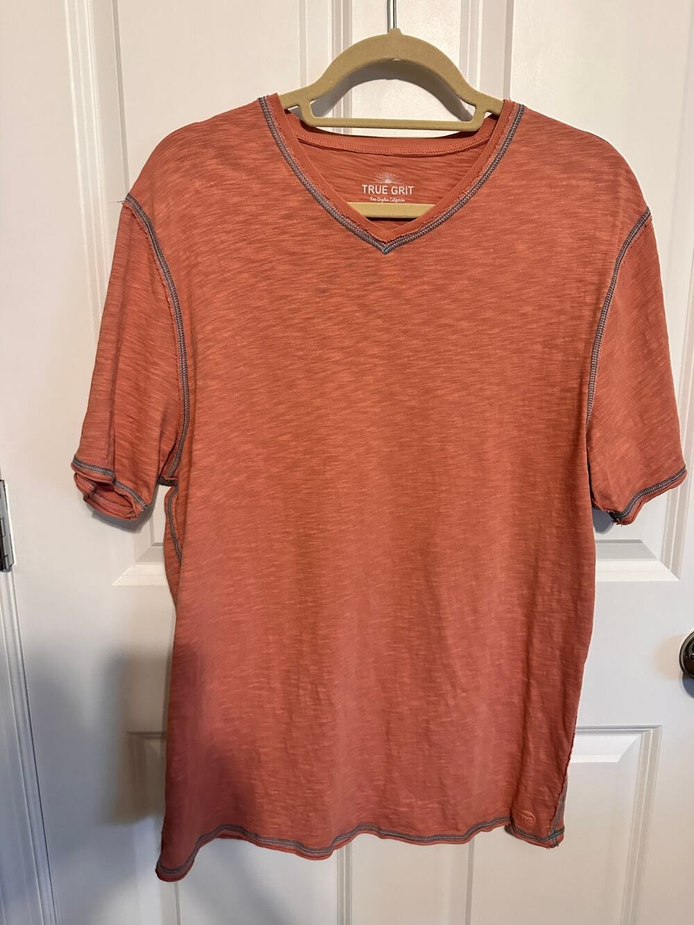 True Grit Men's Short Sleeved Orange T Shirt Top Medium